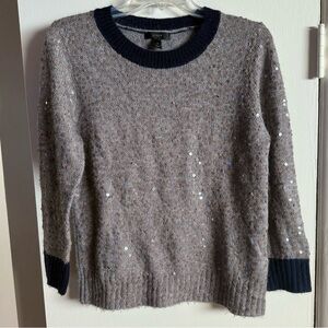 J. Crew | Sequin-Embellished Grey & Navy Blue Sweater | Size Medium | EUC